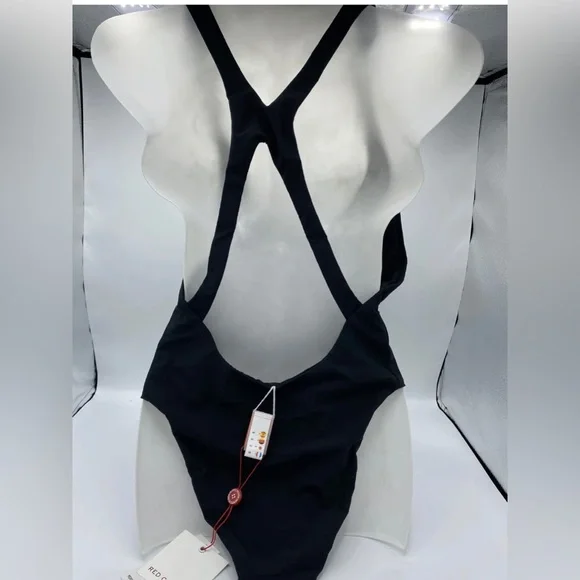 Red Carter . one piece swimsuit. sz XS splice & dice 80’s style high hip. black - Picture 3 of 11